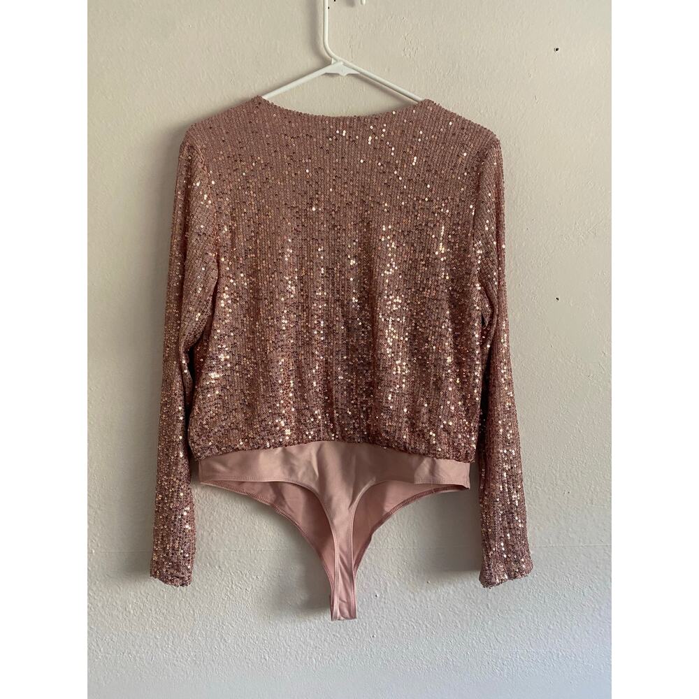 Sincerely Jules Pink Sequin Bodysuit NEW M - Picture 4 of 5